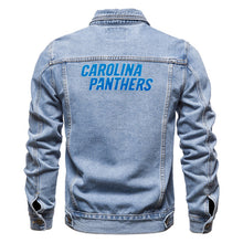 Load image into Gallery viewer, Carolina Panthers Denim Jacket