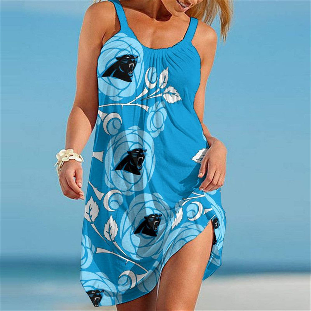 Carolina Panthers Women Floral Beach Dress