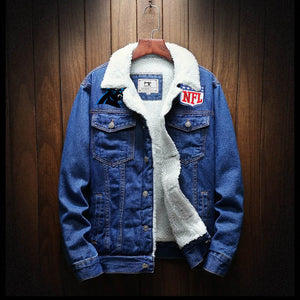 Carolina Panthers Fur Denim Jacket