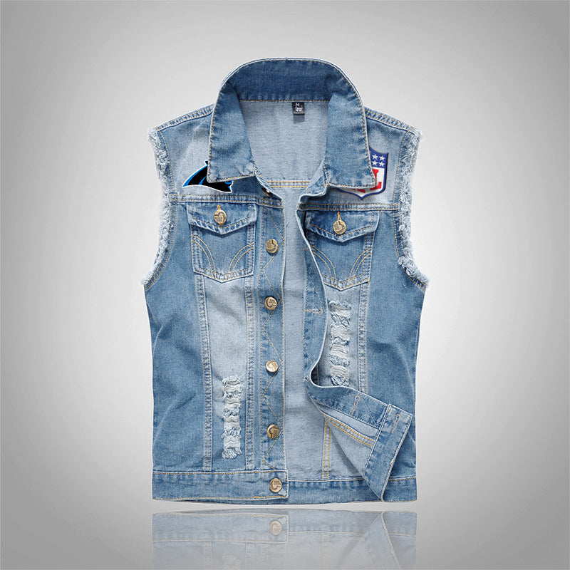 Carolina Panthers Denim Vest Jacket