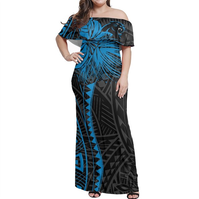 Carolina Panthers Women Elegant Aloha Maxi Dress