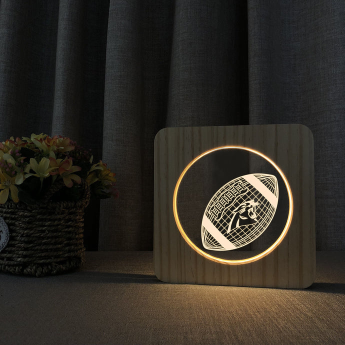 Carolina Panthers 3D Wooden LED Lamp