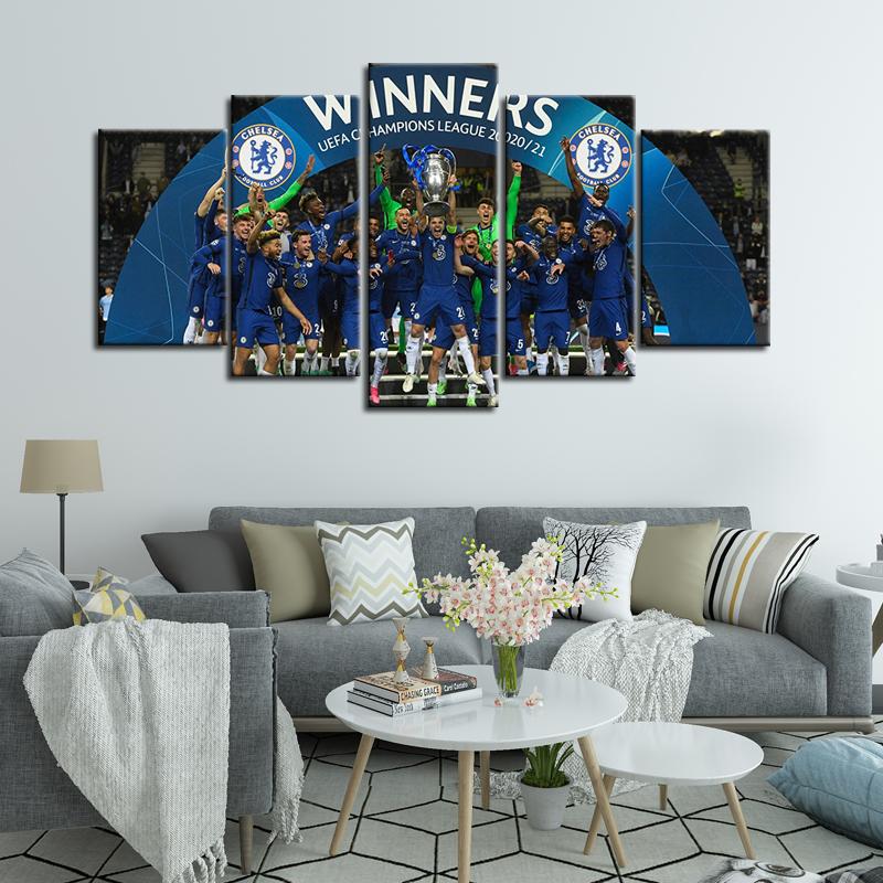 Chelsea UEFA Champion 5 Pieces Wall Painting Canvas