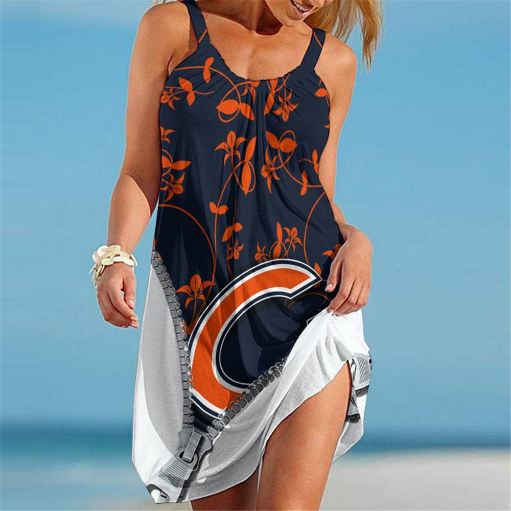 Chicago Bears Women Floral 3D Beach Dress