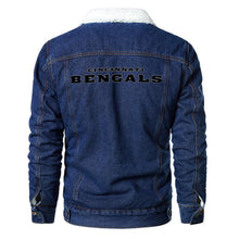 Load image into Gallery viewer, Cincinnati Bengals Fur Denim Jacket