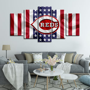 Cincinnati Reds American Flag Wall Canvas