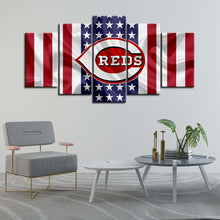 Load image into Gallery viewer, Cincinnati Reds American Flag Wall Canvas