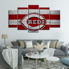 Load image into Gallery viewer, Cincinnati Reds Wooden Look Wall Canvas