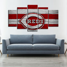 Load image into Gallery viewer, Cincinnati Reds Wooden Look Wall Canvas