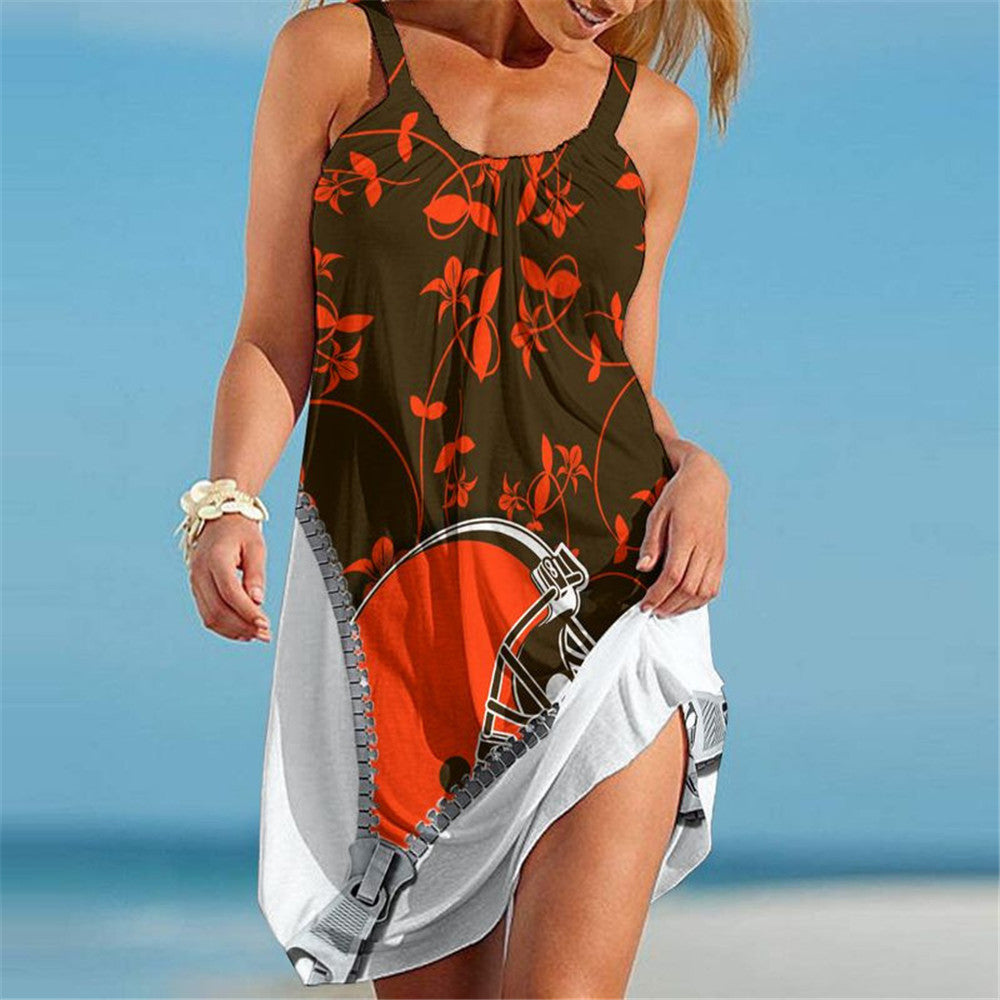 Cleveland Browns Women Floral 3D Beach Dress