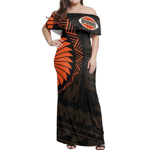 Cleveland Browns Women Elegant Aloha Maxi Dress