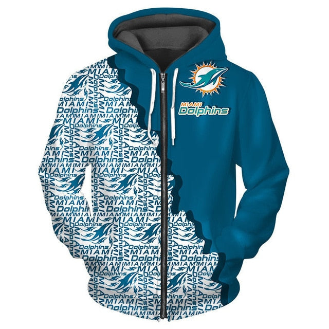 Miami Dolphins Cool 3D Zipper Hoodie