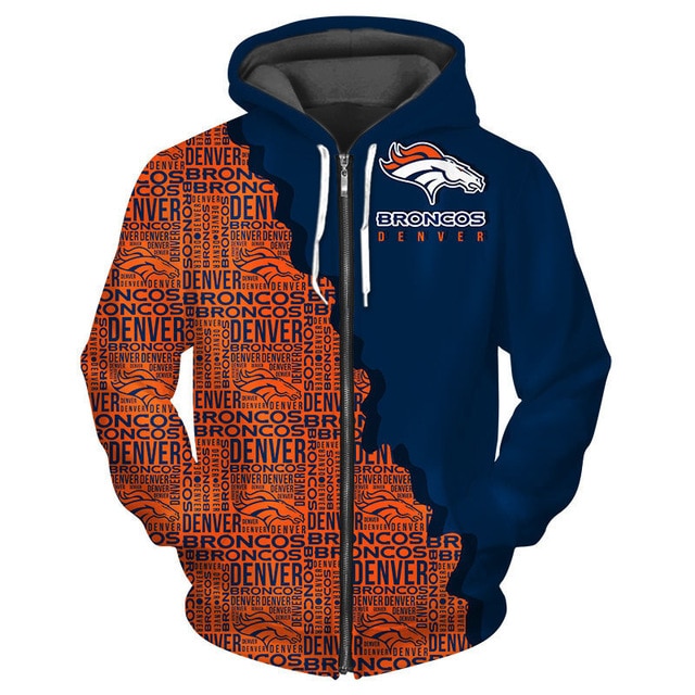 Denver Broncos Cool 3D Zipper Hoodie