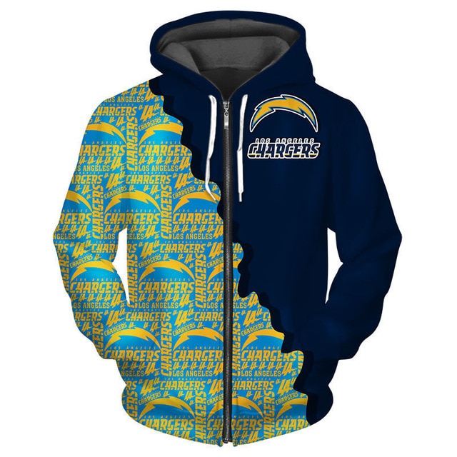 Los Angeles Chargers Cool 3D Zipper Hoodie