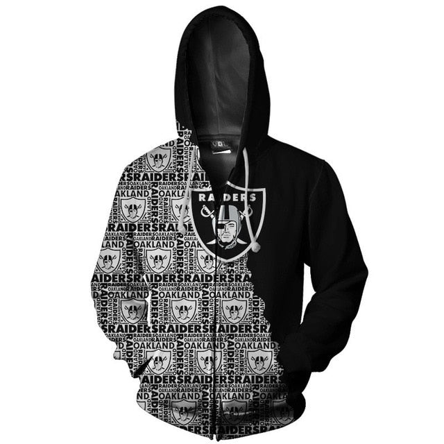 Las Vegas Raiders Cool 3D Zipper Hoodie