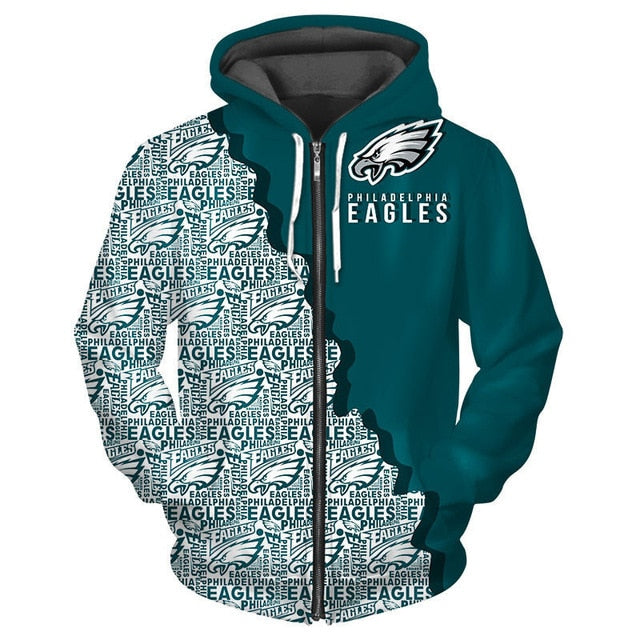 Philadelphia Eagles Cool 3D Zipper Hoodie