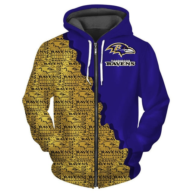 Baltimore Ravens Cool 3D Zipper Hoodie