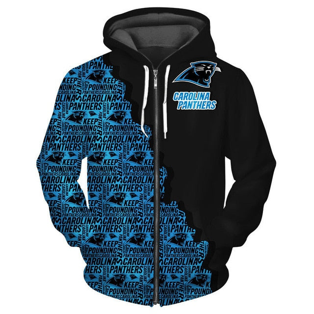 Carolina Panthers Cool 3D Zipper Hoodie