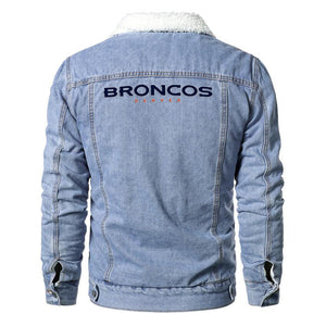Denver Broncos Fur Denim Jacket