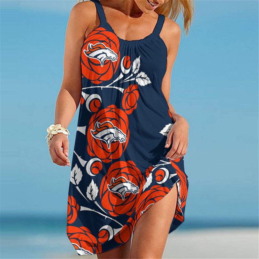 Denver Broncos Women Floral Beach Dress