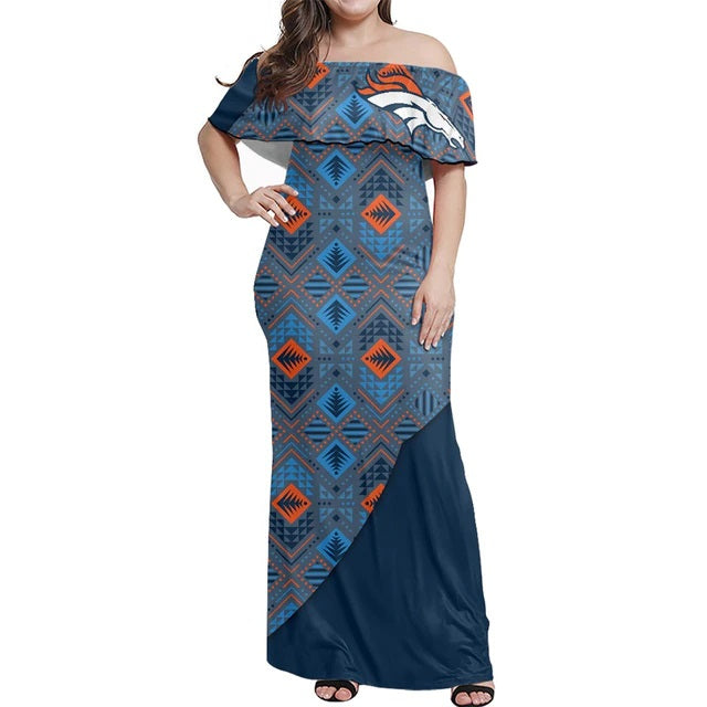 Denver Broncos Women Elegant Aloha Maxi Dress