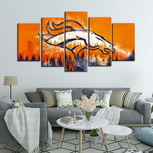 Denver Broncos Winter is Coming 5 Pieces Wall Painting Canvas