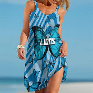 Detroit Lions Women Butterfly Beach Dress