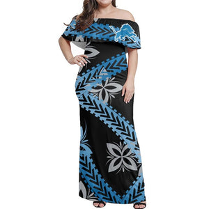 Detroit Lions Women Elegant Aloha Maxi Dress