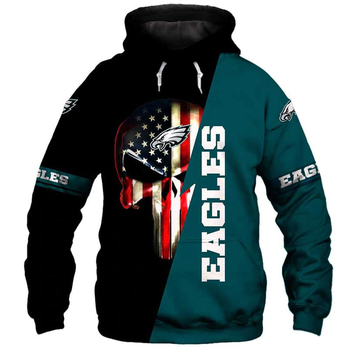 Philadelphia Eagles 3D Skull Hoodie