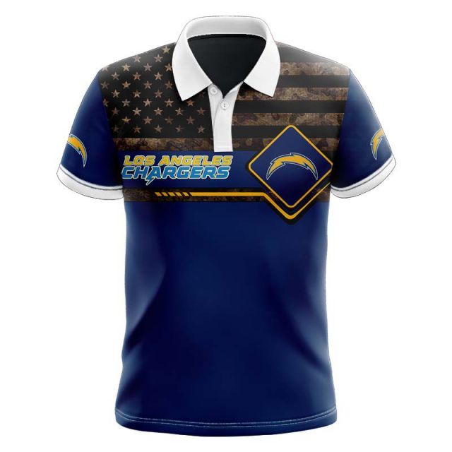 Los Angeles Chargers American Flag Polo Shirt