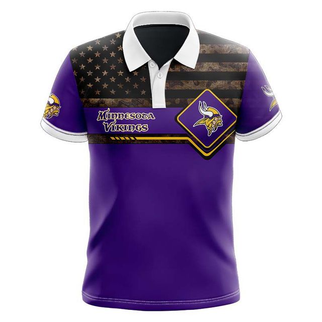 Minnesota Vikings American Flag Polo Shirt