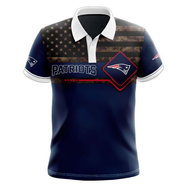 New England Patriots American Flag Polo Shirt
