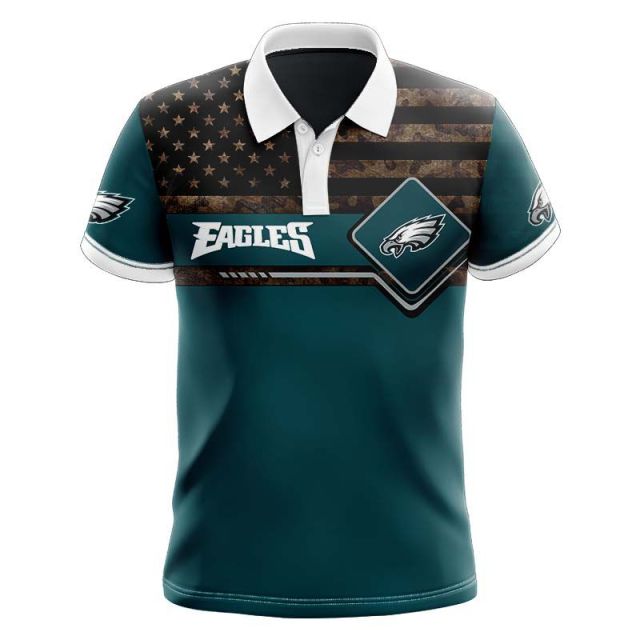 Philadelphia Eagles American Flag Polo Shirt