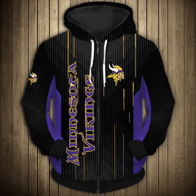 Minnesota Vikings Stripe Zipper Hoodie