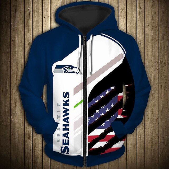 Seattle Seahawks American Flag Zipper Hoodie