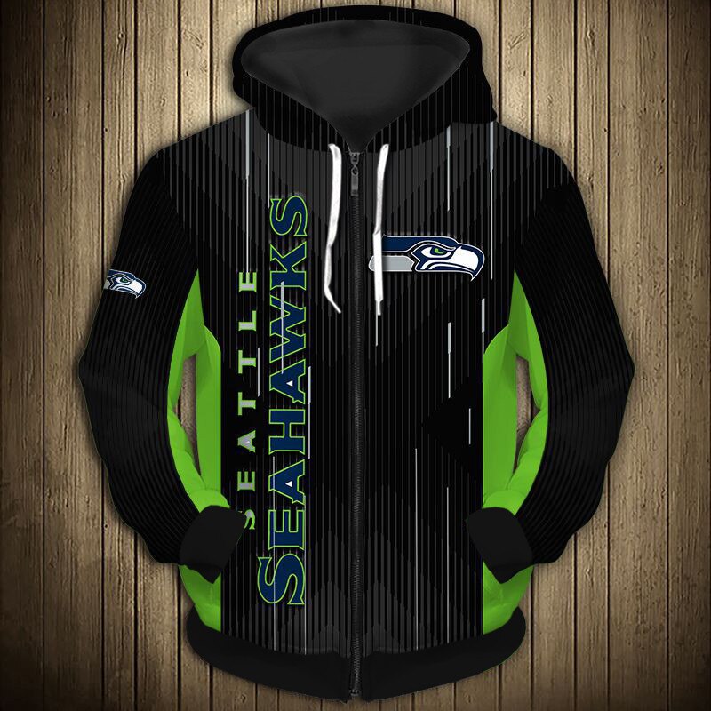 Seattle Seahawks Stripe Zipper Hoodie