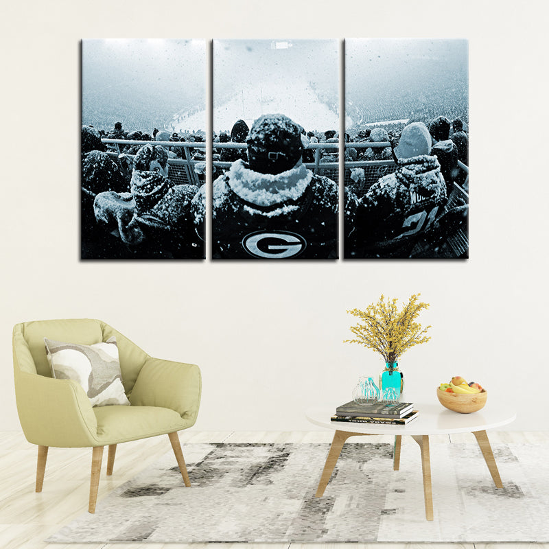 Green Bay Packers Snow Game Wall Canvas 2