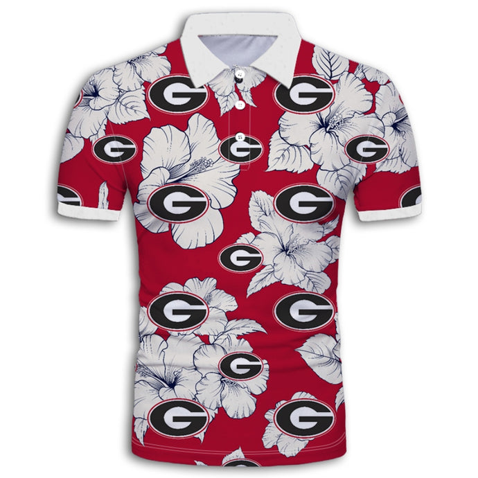 Georgia Bulldogs Tropical Floral Polo Shirt