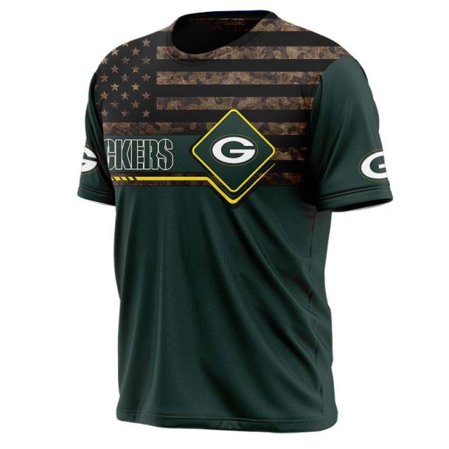 Green Bay Packers American Flag T-Shirt