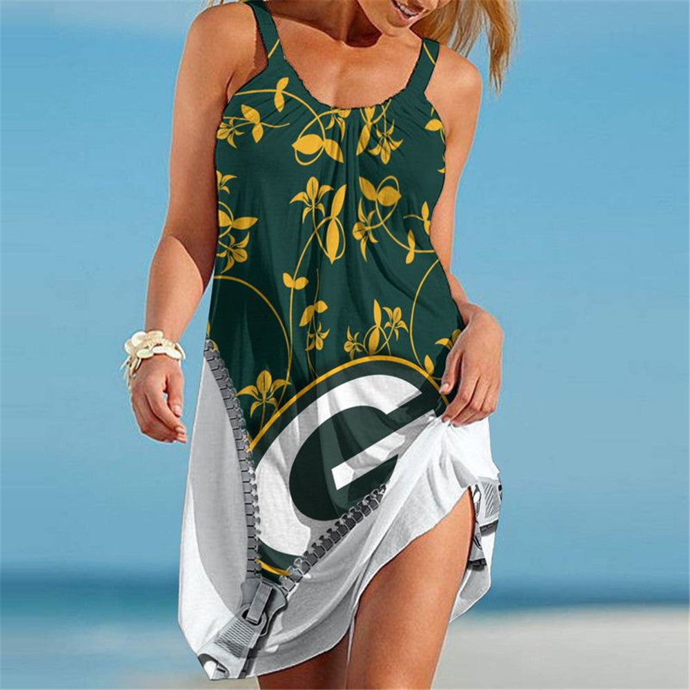 Green Bay Packers Women Floral 3D Beach Dress