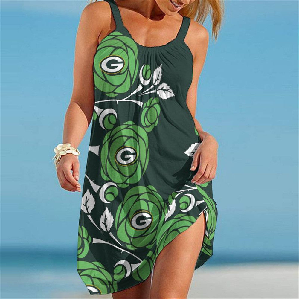 Green Bay Packers Women Floral Beach Dress