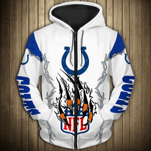 Indianapolis Colts Claw 3D Zipper Hoodie
