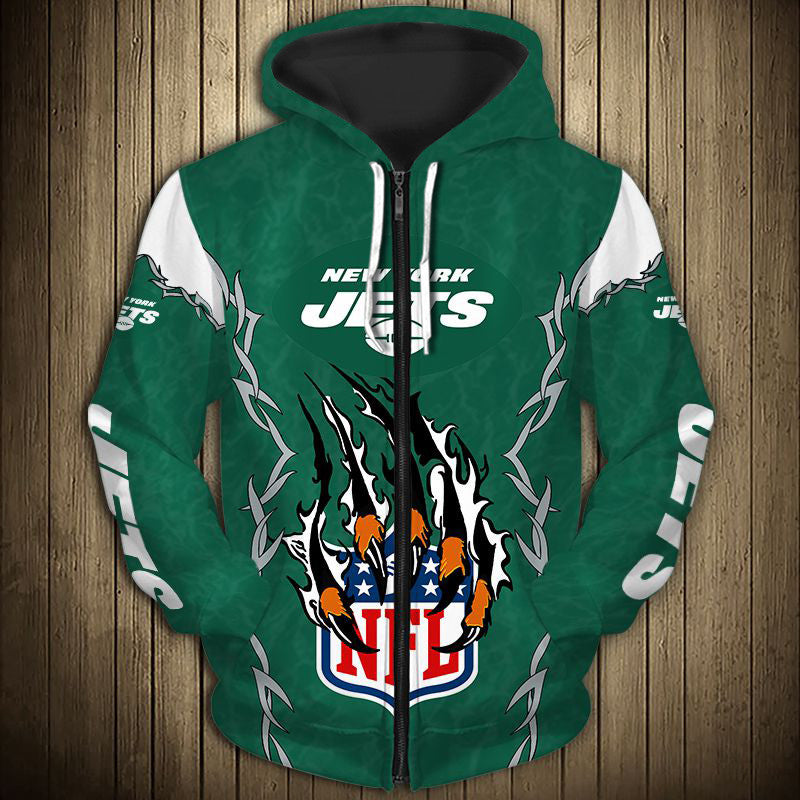 New York Jets Claw 3D Zipper Hoodie