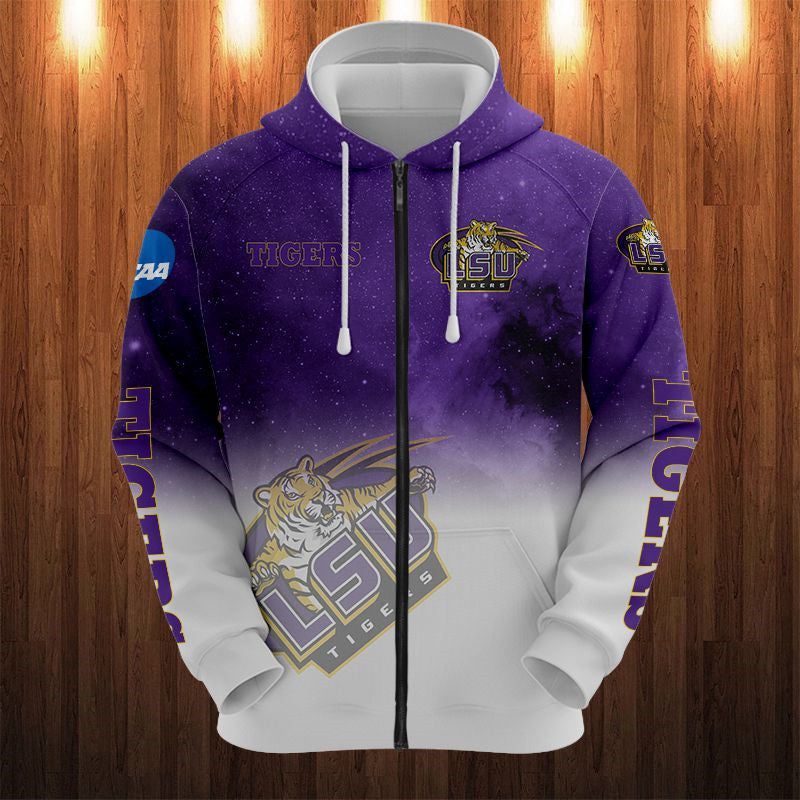 LSU Tigers Starry Casual Zipper Hoodie