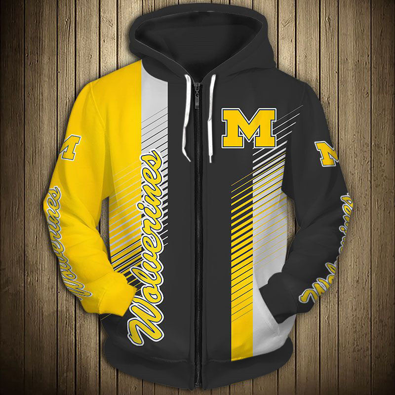 Michigan Wolverines Stripes Zipper Hoodie