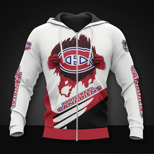 Montreal Canadiens Casual 3D Zipper Hoodie