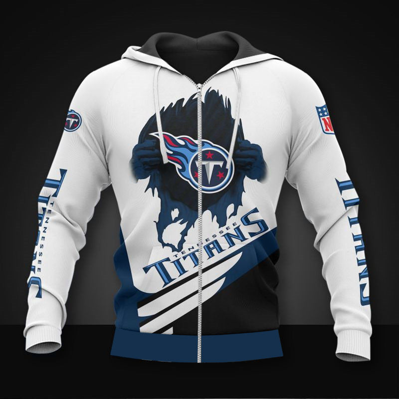 Tennessee Titans Casual 3D Zipper Hoodie