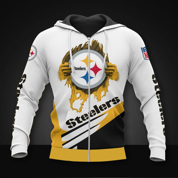 Pittsburgh Steelers Casual 3D Zipper Hoodie