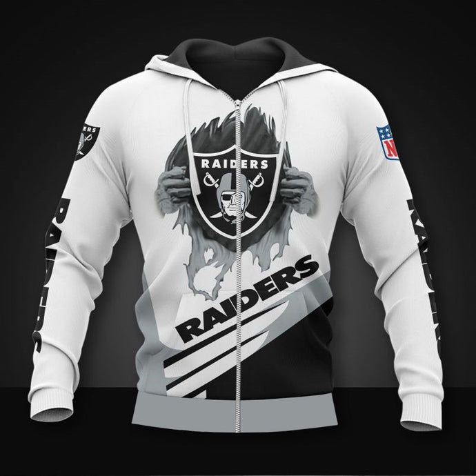 Las Vegas Raiders Casual 3D Zipper Hoodie