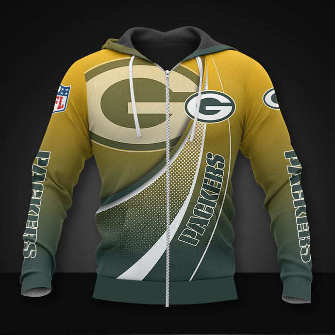 Green Bay Packers Casual Zipper Hoodie